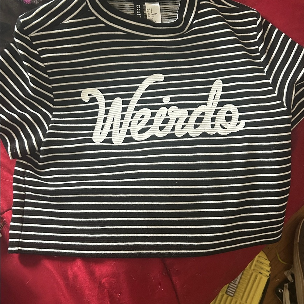 DIVIDED by H&M Striped Black and White 'Weirdo' Crop Top